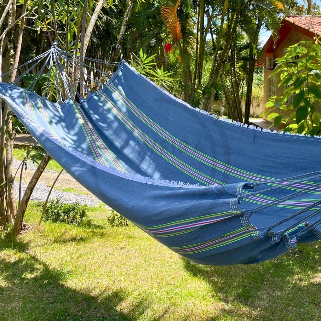 Rede De Dormir descanso resistente Cinza Com Listras Coloridas em Oferta na Shopee