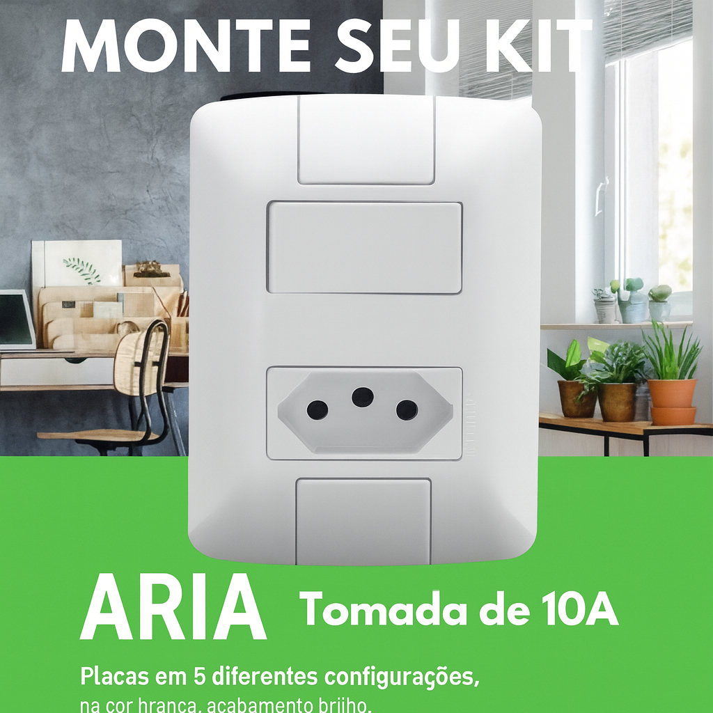 Conjunto Tomada e Interruptor 4x2 Tramontina Aria