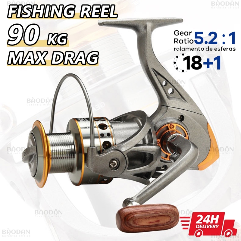 90KG Carretel Molinete DC 4000/7000 Rolamentos Carretel Aluminio 5.2:1