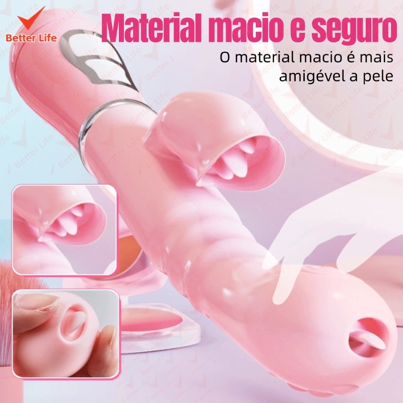 Vibrador Recarregável/Baterias Estimulador de Clitoris Lingua Ponto G Oral Vagina Masturbar Tesao-BT