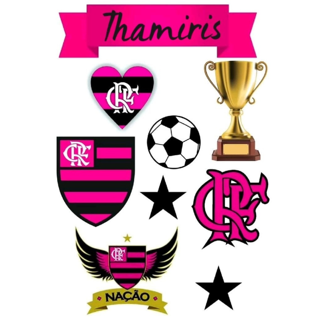 Topo de bolo - Flamengo Rosa em Oferta na Shopee