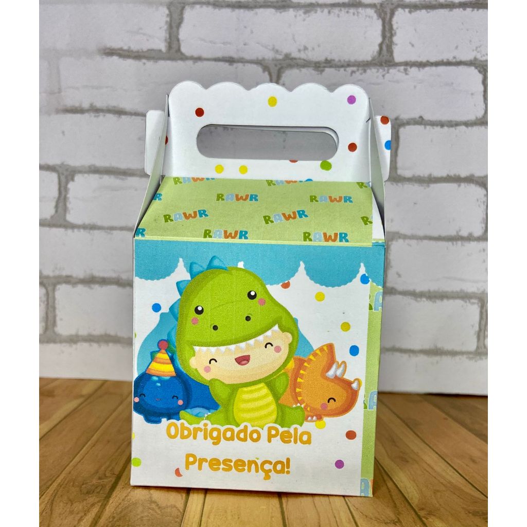 Kit Maletinha Personalizada Dinossauro Baby Cute Pegue e Monte Lembrancinha Festa Infantil