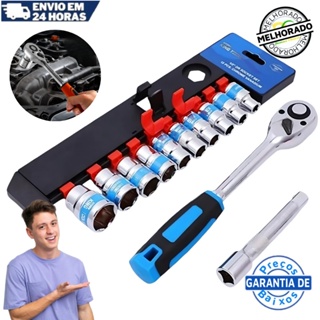 Jogo De Soquete Sextavado 1/2 Catraca 12 Peças 8 a 24mm com Extensão em Oferta na Shopee
