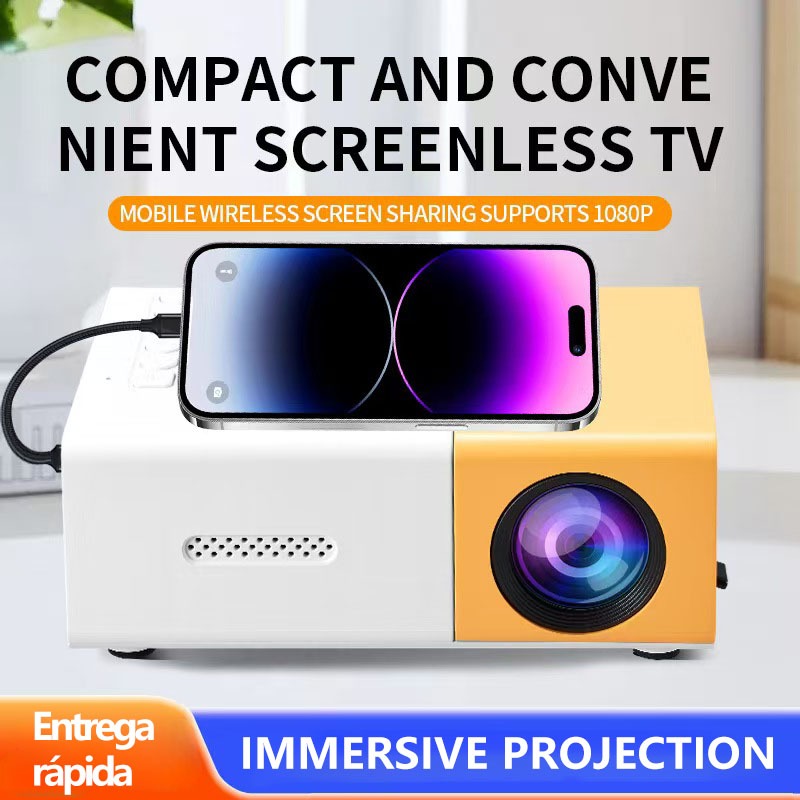 Mini Projetor LED Portátil 1080p 600 Lumens HDMI YG300 Entrega Imediata