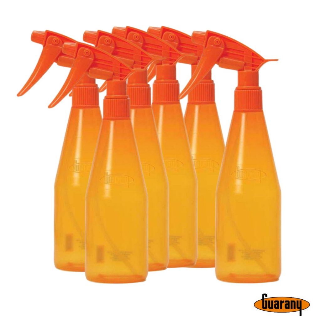 Kit com 6 Borrifador Pulverizador Guarany Ultrajet 500ml Laranja