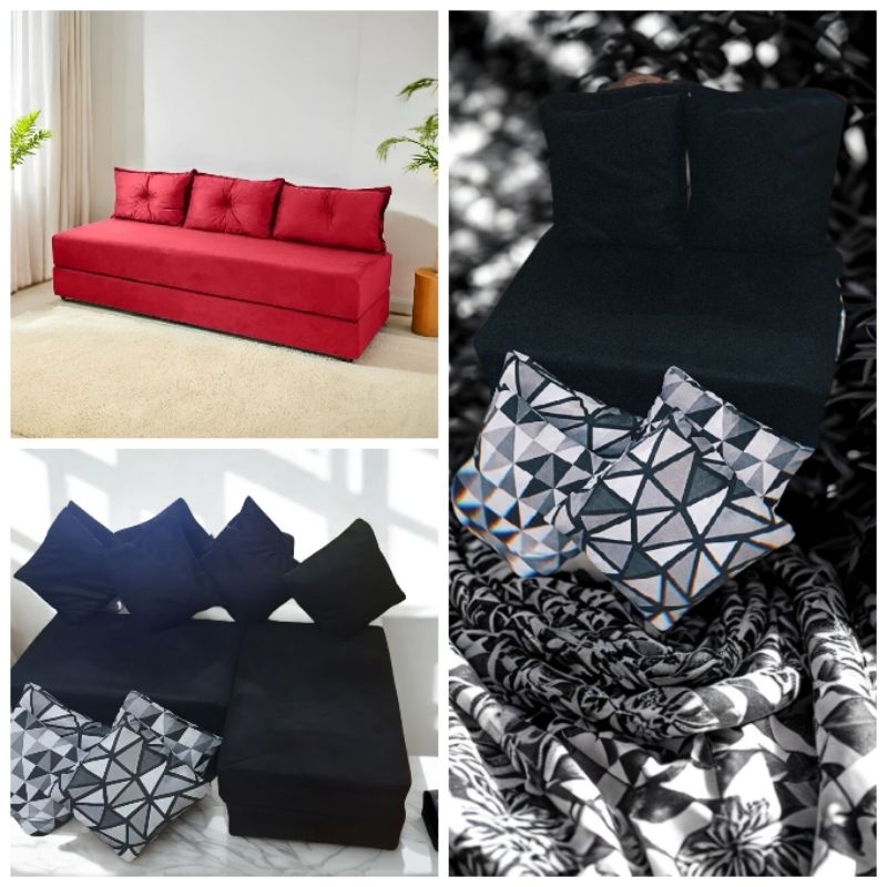 Sofá vermelho poltrona sofá_cama portátil C 3 Almofadas de 4módulos 3lugares promoção escritório preço baixo