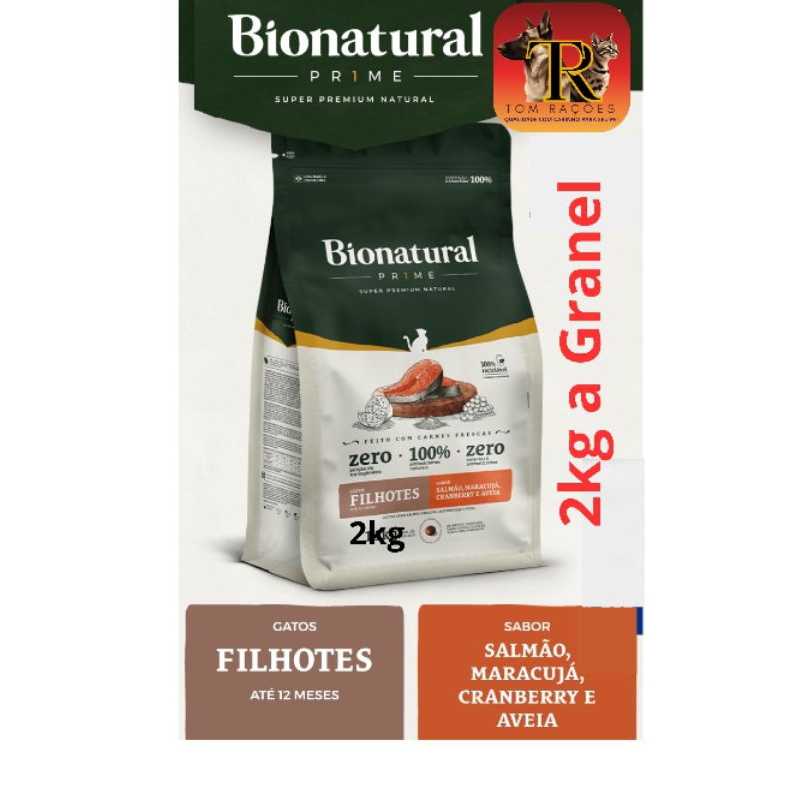 2kg a Granel, BIONATURAL PRIME GATOS FILHOTES SALMÃO, Super Premium, ração para gatos, produto Special Dog Company.