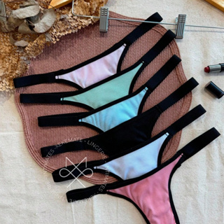 Kit 5 Calcinhas Tanga Caneladas em Tiras Bicolor Fio Dental Lingerie Confort Basico Moda Feminina em Oferta na Shopee