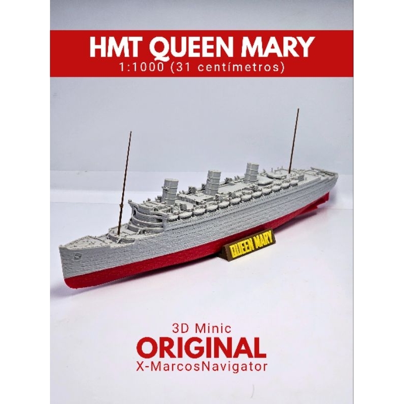 Miniatura Navio HMT Queen Mary 1:1000 - GRAY GHOST - Cunard Line Plastimodelismo [3D Minic]