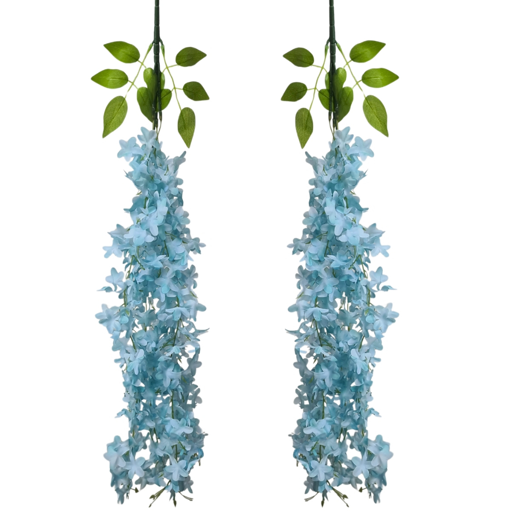 Kit 2 Pendentes De Flores Artificiais Glicínia Realista Para Jardim E Fundo Instagramável