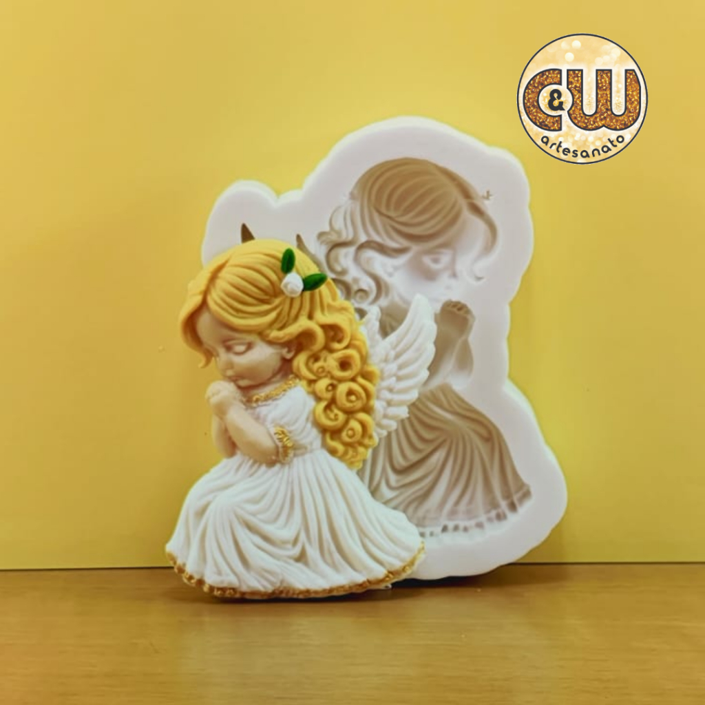 Molde de Silicone Anjo Menina Cupido Decoração Confeitaria e Artesanato