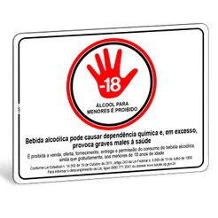Placa Aviso SinalizaçãoProibido Álcool Para Menores 18 Anos Adega Casa Bebidas