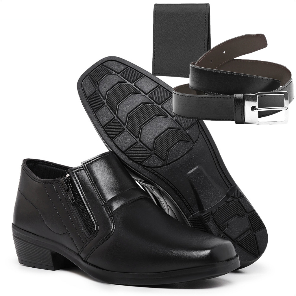 Kit Bota Botinha Social Masculina Com Cinto Dupla Face e Carteira em Oferta na Shopee