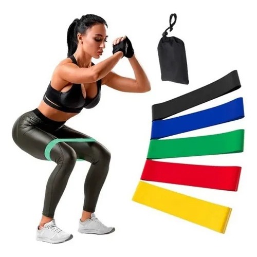 Kit 5 Mini Band Fita Elástica Resistência Academia Exercícios Yoga Musculação Fisioterapia Treino