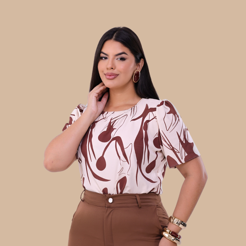 Blusa Nara, Feminina Social Manga Curta  Elegante Trabaho e Ocasião Formal em Oferta na Shopee
