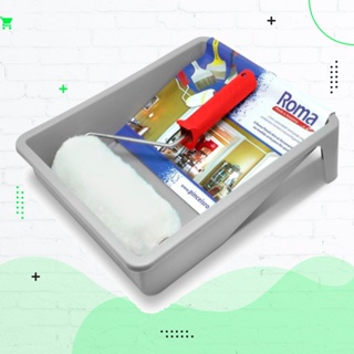 Kit Pintura Parede 3 Peças Roma  -  Rolo De Pintura Para Parede 23cm + Cabo para Rolo + Bandeja em Oferta na Shopee
