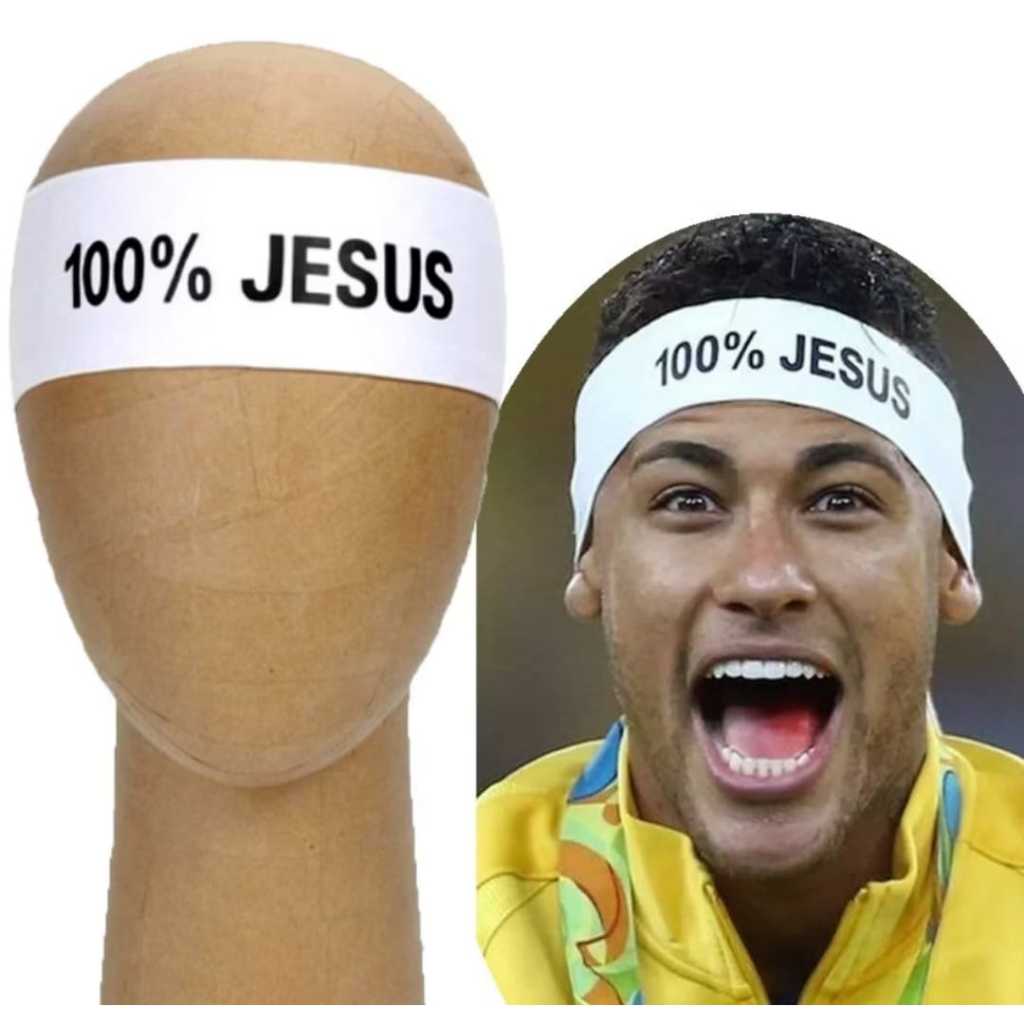 FAIXA DE CABELO 100% JESUS ESTILO NEYMAR CAMISA 10 DO SANTOS / MENINO NEY E BANDANA COR BRANCA