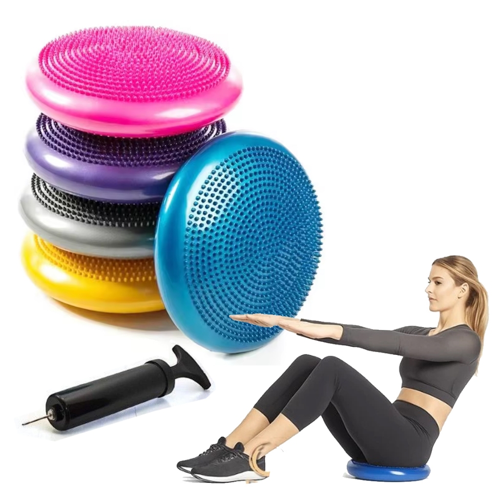 Disco De Equilíbrio Inflável Pilates Yoga Fisioterapia Fitness 33cm Com Bomba Inflável 150kg