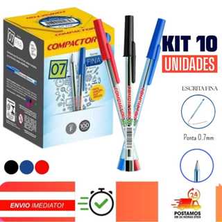 Kit Caneta Compactor Esferográficas Escrita Fina 0.7mm - Azul, Preto, Vermelho, ORIGINAL, Material Escolar, Papelaria em Oferta na Shopee