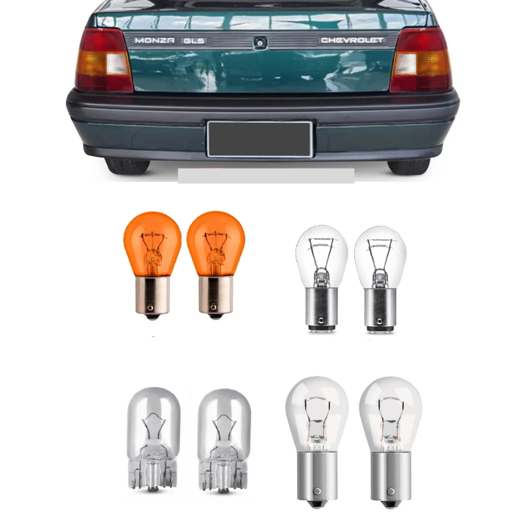 Kit 8 Lâmpadas Lanterna/Freio Ré Seta Placa Traseira Monza Omega Opala Kadett Chevette