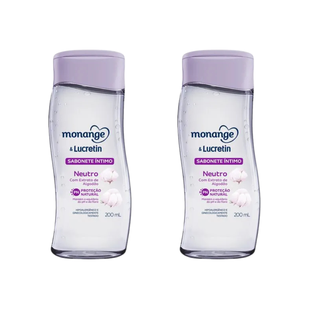 Kit 2 Sabonete Líquido Intimo Monange Lucretin Neutro 200ml em Oferta na Shopee