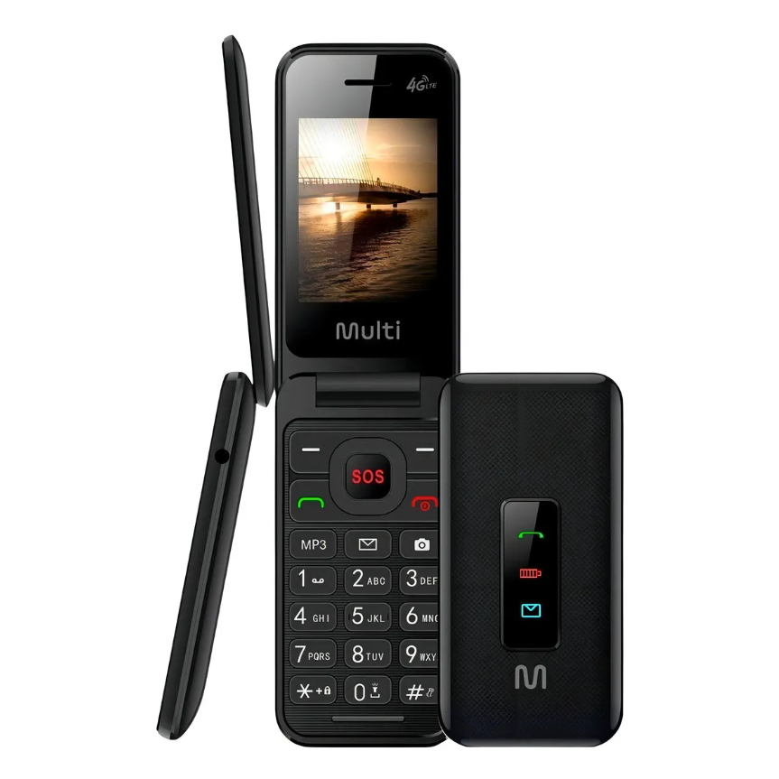 Celular Multilaser Vita Flip 4G Simples para Idoso Dual Chip MP3 Rádio FM Bluetooth botão SOS