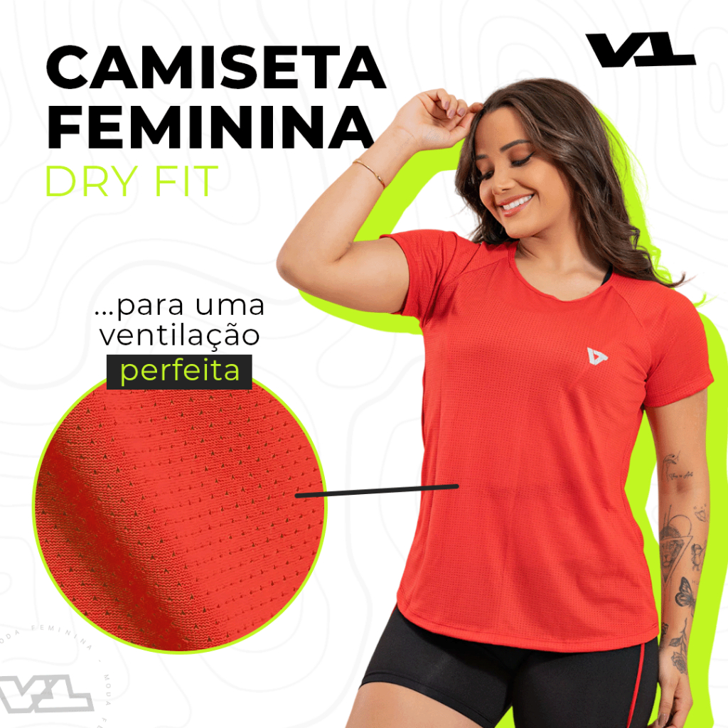 Camiseta Academia Feminina Dry Fit Camisa Blusa Caminhada Musculação Treino Baby Look