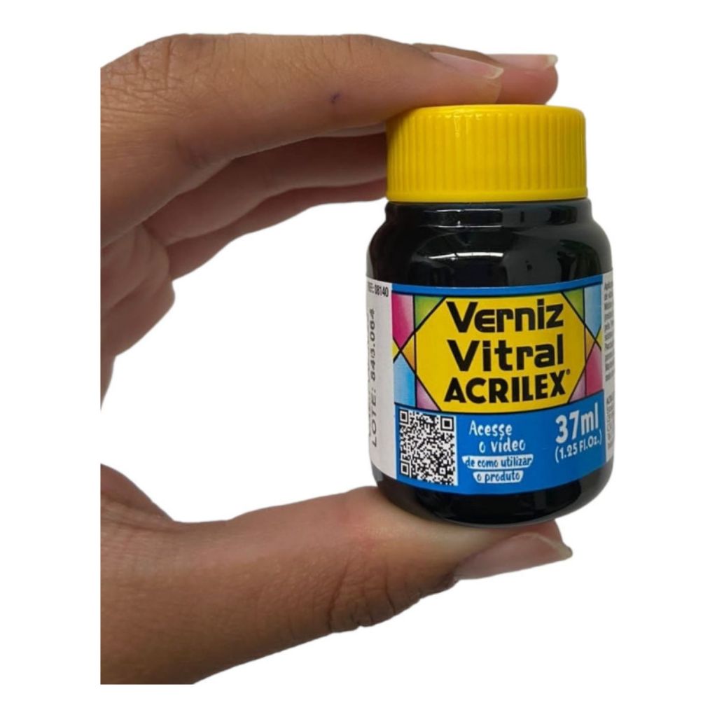 Verniz Vitral 37ml Acrilex - Azul Turquesa 501 - Perfeito para Copos Garrafas Vasos e Obras De Arte