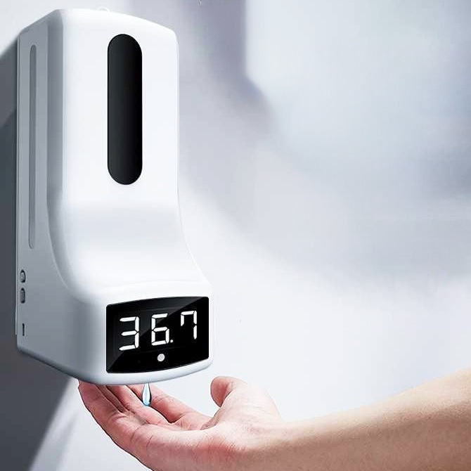 Dispenser Automático Detergente Alcool Sabão Elétrico Com Sensor Temperatura Corporal Hospital