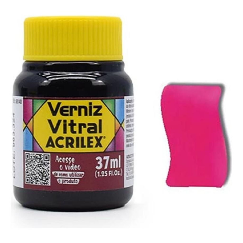 Verniz Vitral Vermelho Carmim - 509 - Acrilex - 37ml Perfeito para Copos Garrafas Vasos e Outras