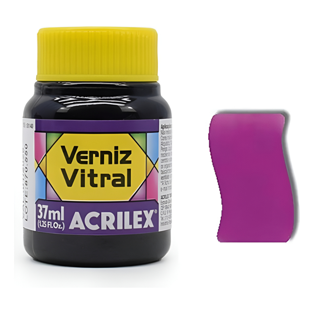 Verniz Vitral Violeta 516 - Acrilex - 37ml Perfeito para Copos Garrafas Vasos e Outras Obras De Arte