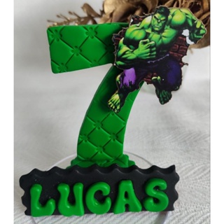 Vela de aniversário Hulk em biscuit os vingadores , topo de bolo 1,2,3,4,5,6,7 em Oferta na Shopee