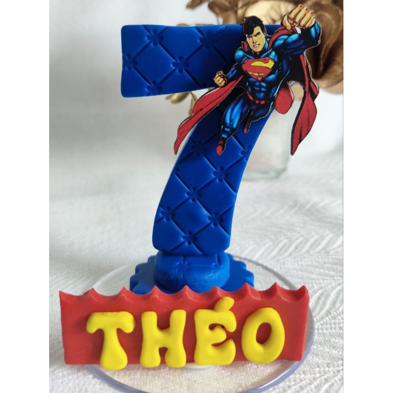 Vela super homem,topo de bolo Super homem, 1,2,3,4,5,6,7,8,9 em Oferta na Shopee