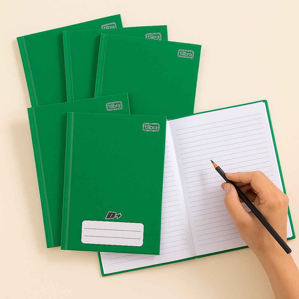 Caderno Brochura Capa Dura Pequeno VERDE 96 fls