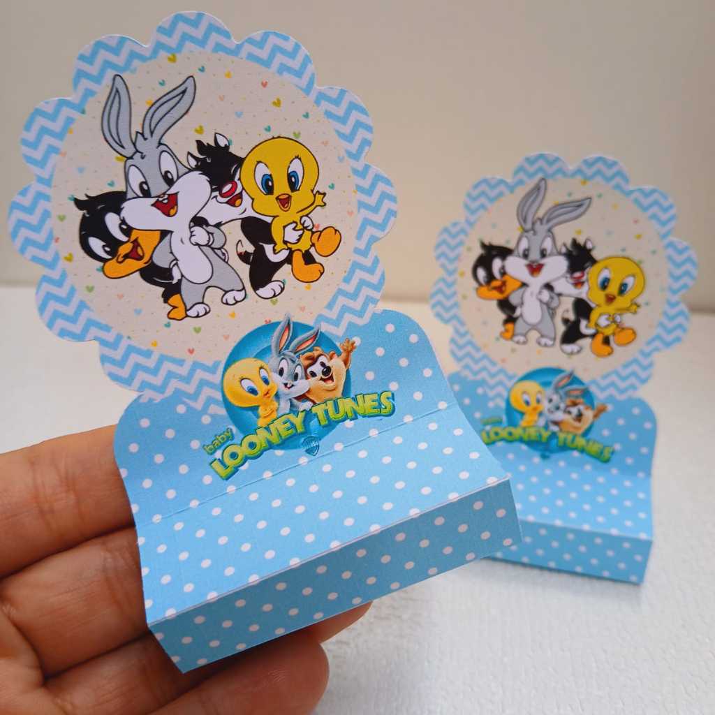 20 Porta Bis Duplo BABY LOONEY TUNES MENINO - Porta Bis para decoração de festa infantil - PEGUE E MONTE em Oferta na Shopee