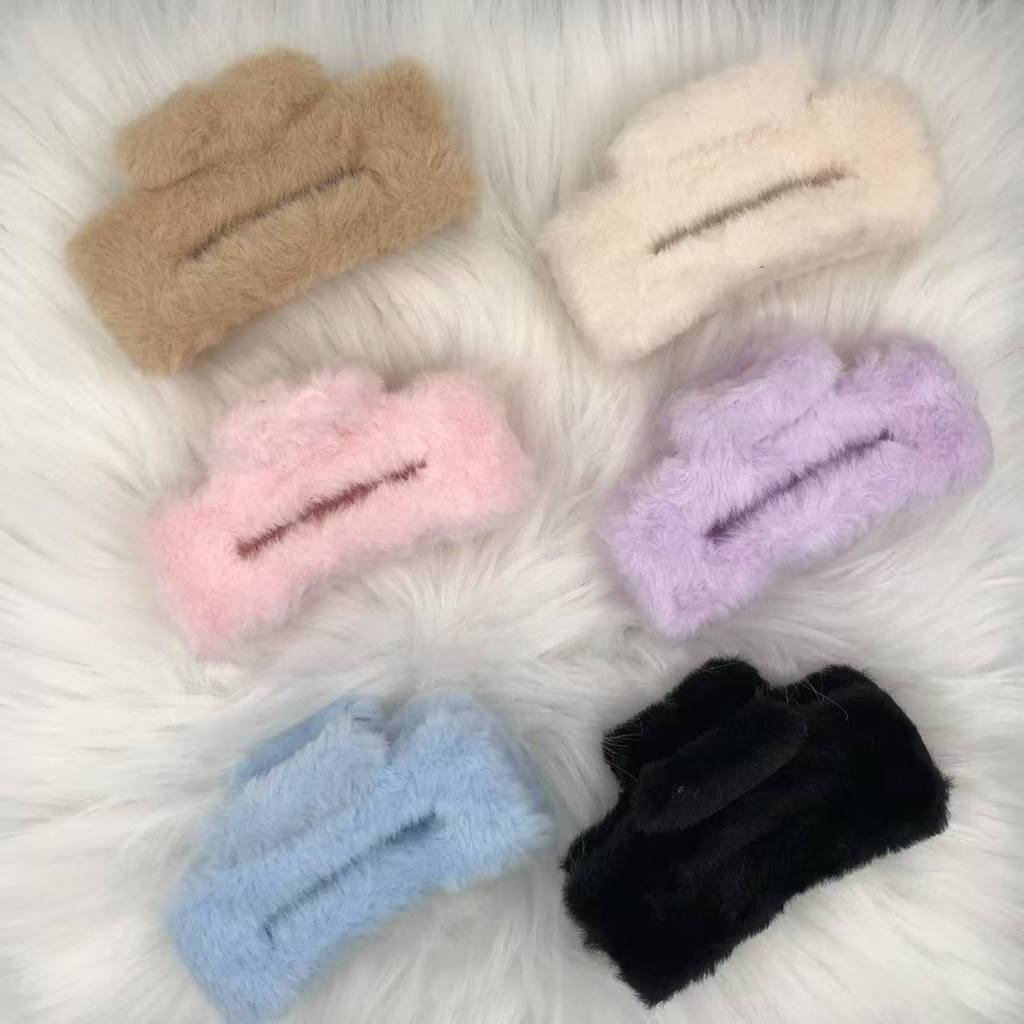 Peluche Para Trás Da Cabeça Grampo De Cabelo Grande De Menina De Temperamento Peludo Acessórios em Oferta na Shopee