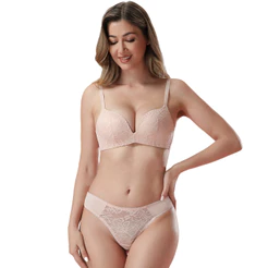 Z&D Lingerie Conjunto Sem Aro Detalhe Renda Calcinha Renda Frontal Fio Dental 8097