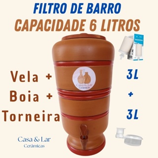 Filtro de barro Talha Total 6L com boia em Oferta na Shopee