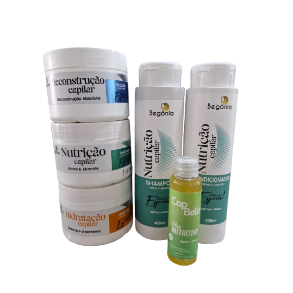 Cronograma Capilar Nutrição Begônia + reparador Nutrição 6 itens