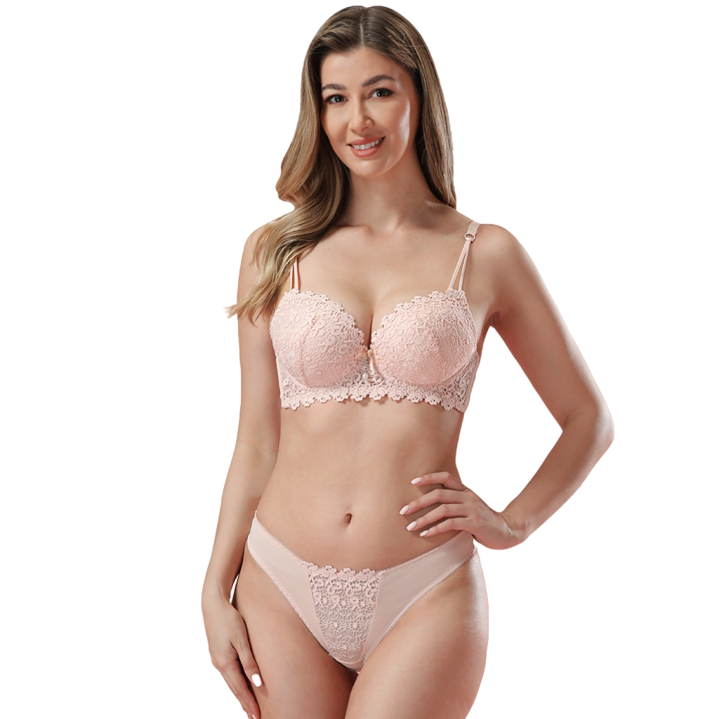 Z&D Lingerie Conjunto gripper  com sutiã de alça dupla e bojo bolha e calcinha   fio dental 6735