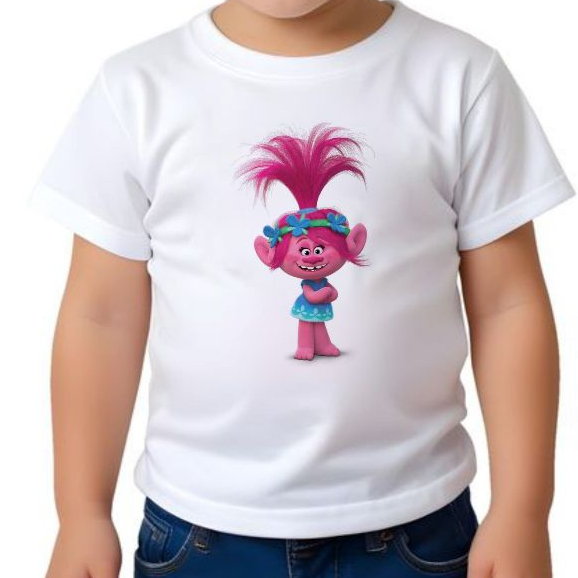CAMISETA UNISSEX INFANTIL E ADULTA,DESENHO ANIMADO, os trolls, pricesa pop, MODA CASUAL,PLUS SIZE