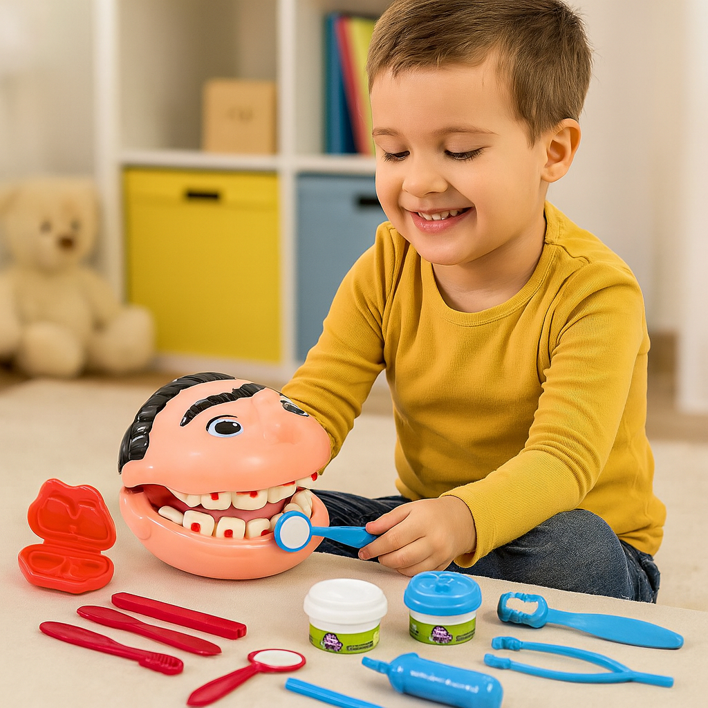 Brinquedo Conjunto De Dentista Infantil Com Massinha Original Promoção 10 Peças