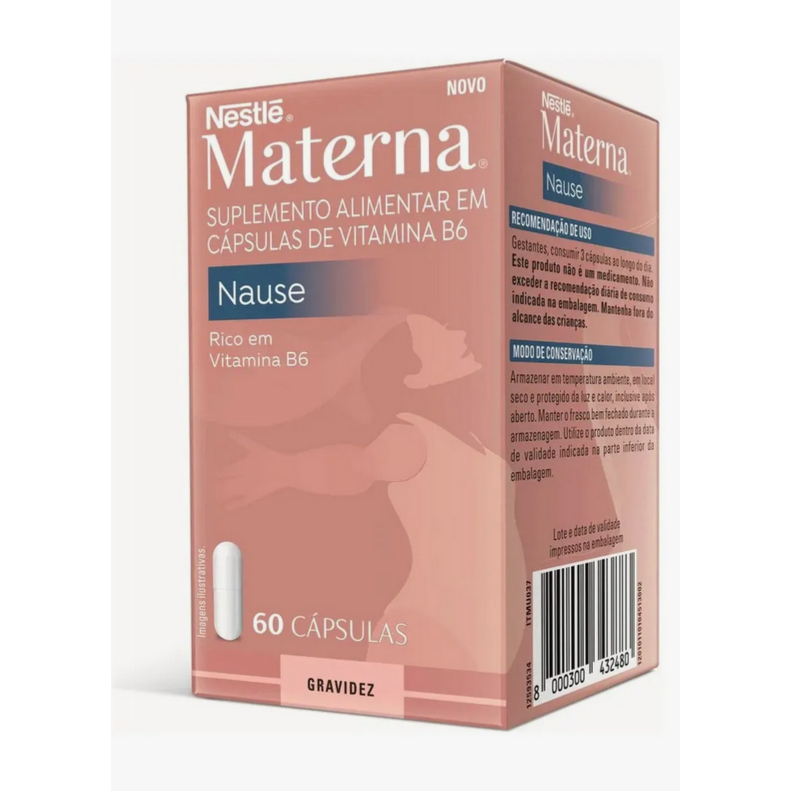 Materna Nause Nestlé - 60 Cápsulas Sabor Sem Sabor