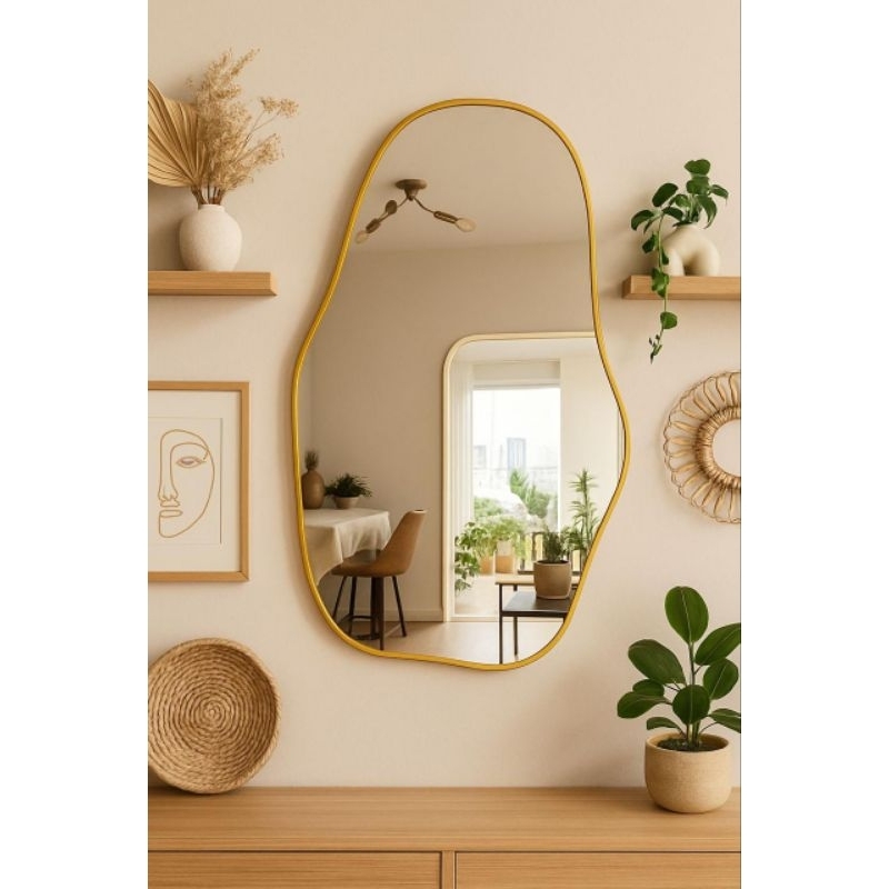 Espelho Orgânico Mykonos com Moldura Metalizada | 40x70 50x80 60x90 | Dourado Prata Rosê Preto