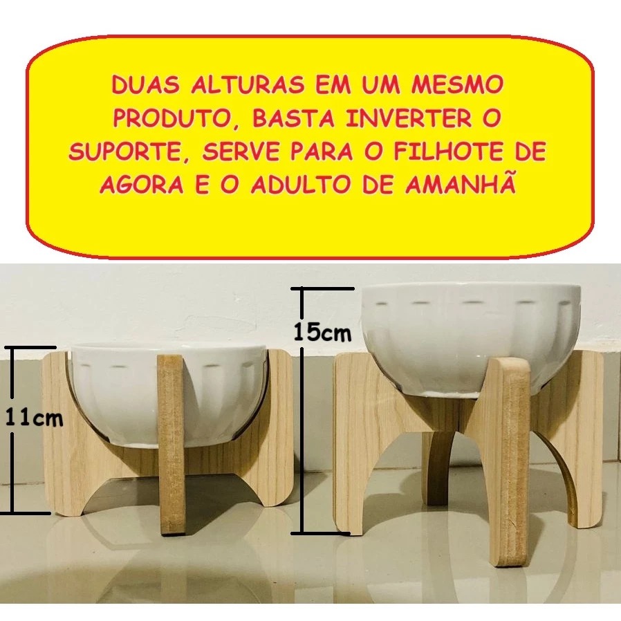 Comedouro Bebedouro Luxo Elevado em PORCELANA 620ml