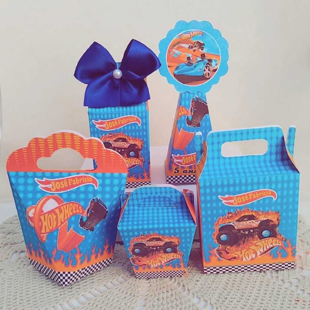 Kit Festa HOT WHEELS Personalizado Lembrancinha Decoração Aniversário Caixa Milk Pirâmide