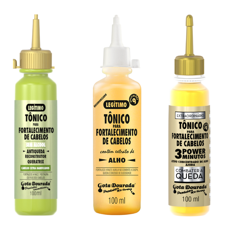 Kit Tônicos Capilares Gota Dourada  - Tradicional, Combate a Queda e Antiqueda em Oferta na Shopee