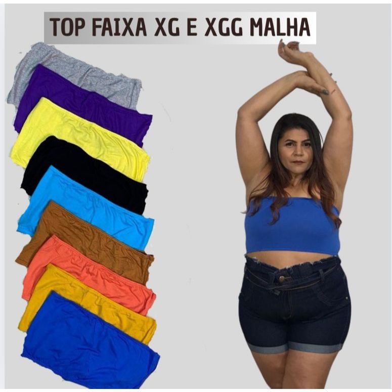 Top faixa sutian bustie em malha sem bojo Plus Size - XG E XGG em Oferta na Shopee