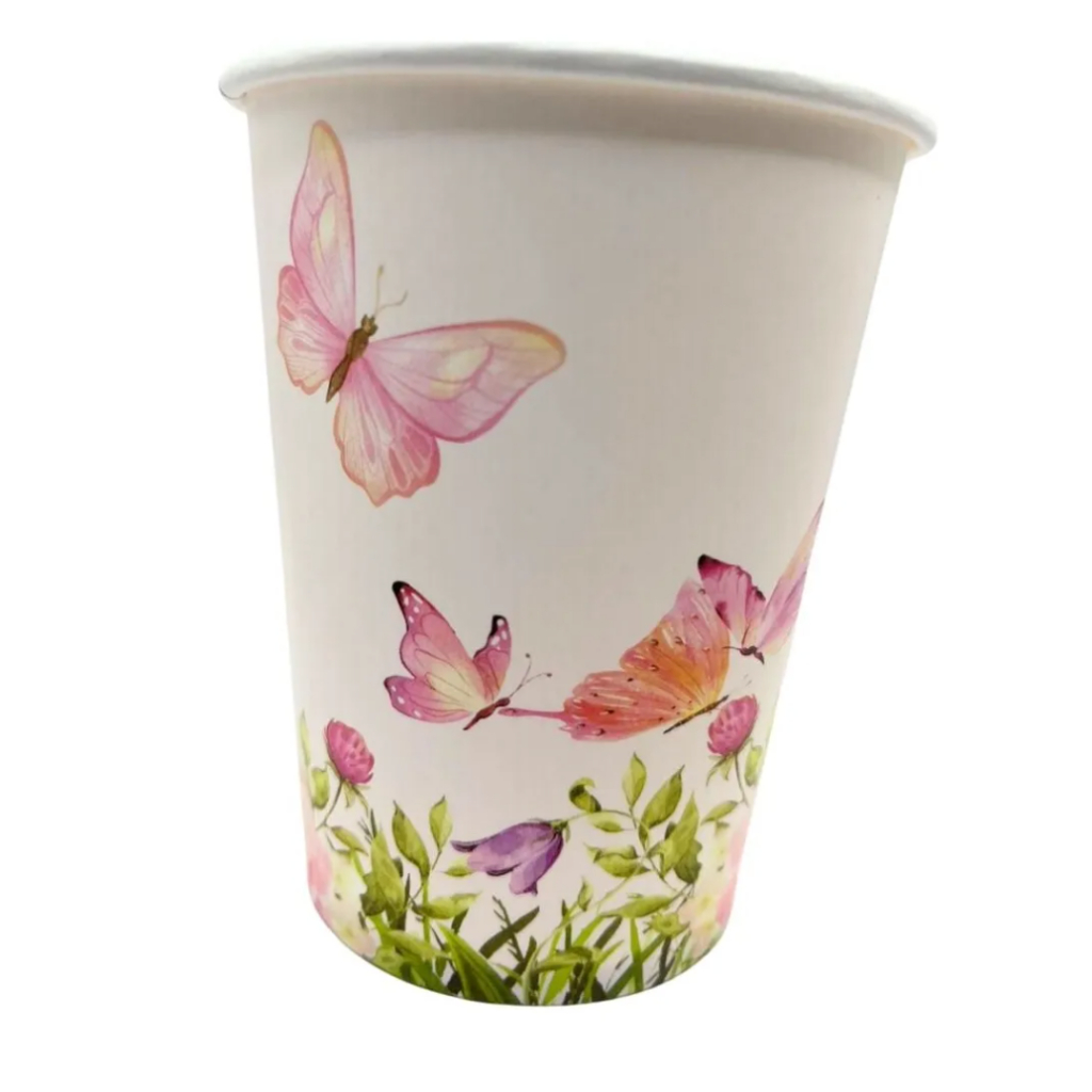 8 Copos de Papel Festa Jardim das Borboletas 250 ml Ponto das Festas - Inspire sua Festa Loja