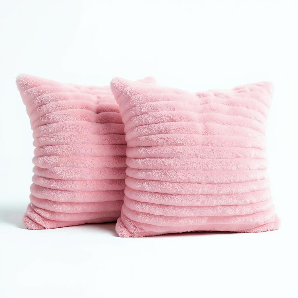 Kit 2 Capas De Almofadas Luxo Soft Wave Decoração Sofá Sala 45x45 Rosa Bebê - Vaipramix